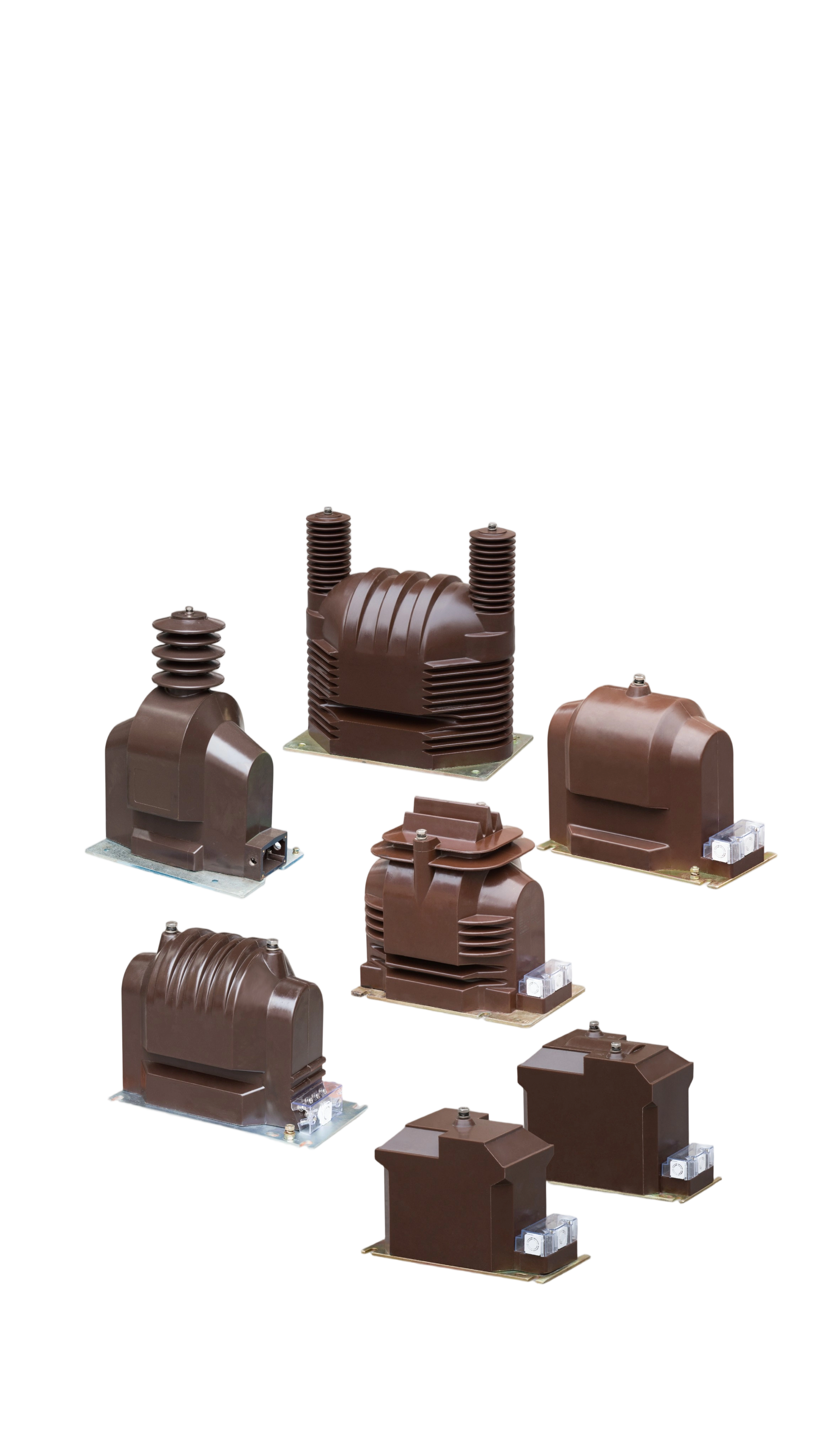 A voltage transformer provides safe voltage signals for control and monitoring.