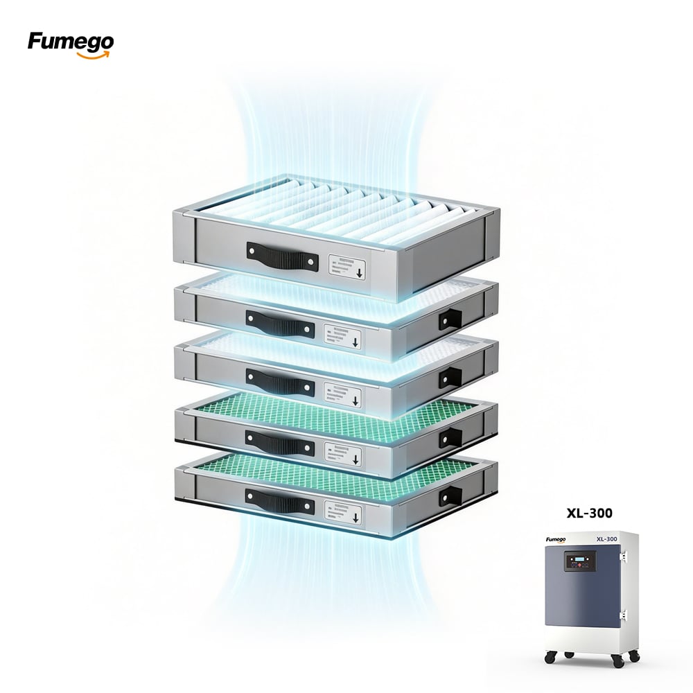 Fumego XL300 Fume Extractor Filter with PP Filter Cartridge&Glass Fiber Filter Cartridge Air Filter Replacement
