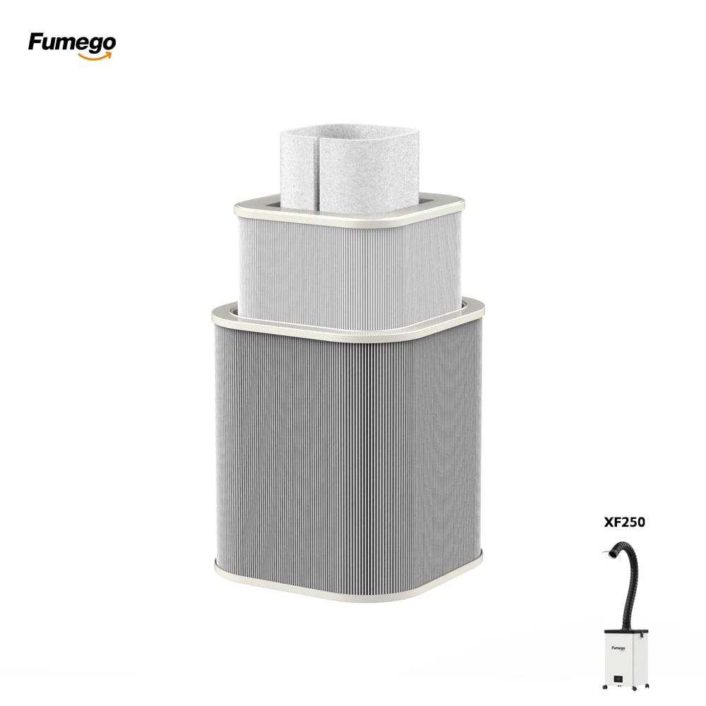Fumego XF250 High-Efficiency Multi-Stage Filter Cartridge Triple-Layer Filtration System for Fume Purifier Smoke, Dust & Odor Removal