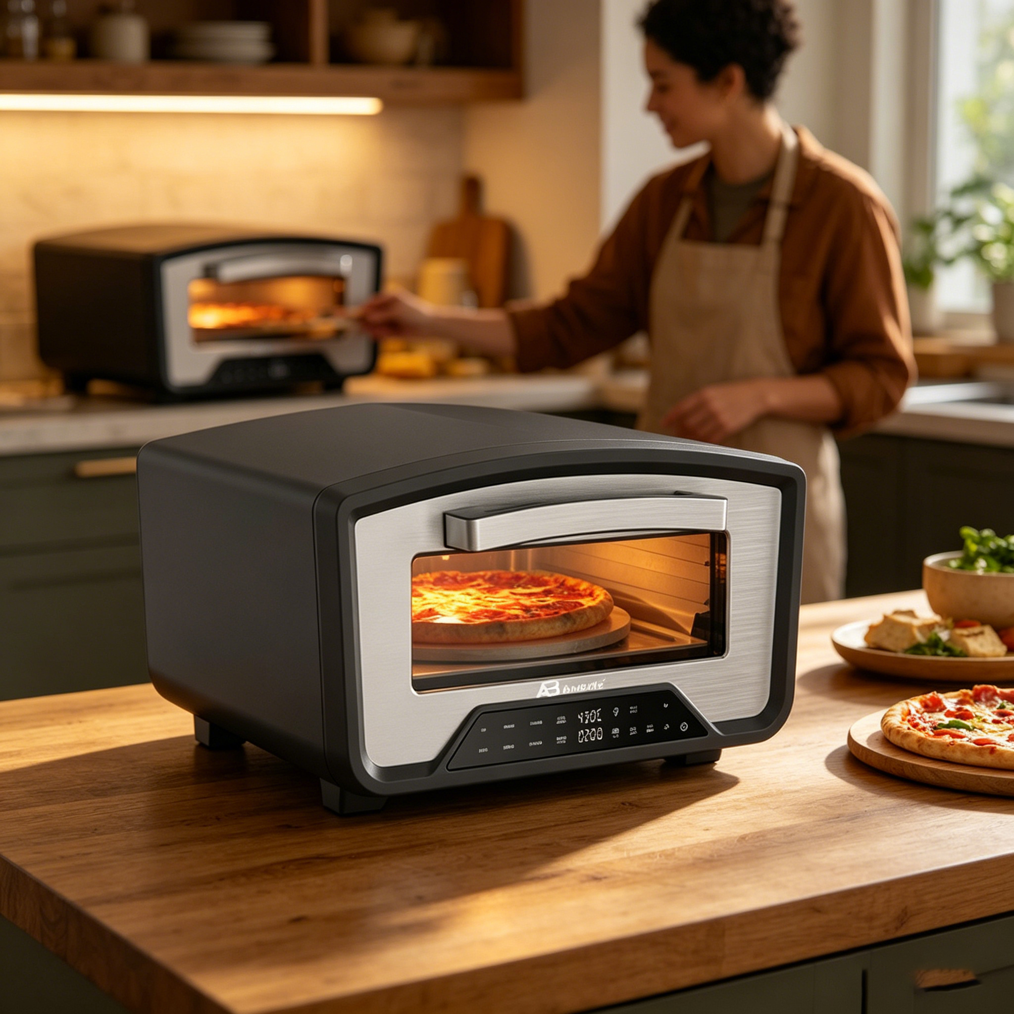 12-Inch Electric Pizza Oven with Digital Control & Double Glass Door – 2000W, 80-430°C