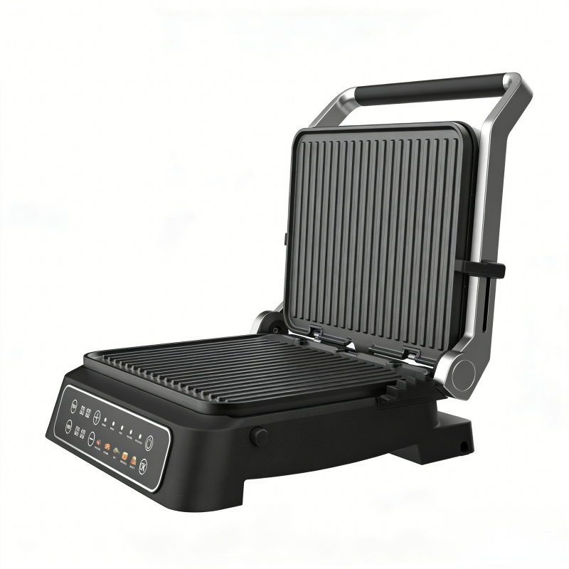 Electric Contact Grill with 5 Cooking Programs – 2000W, 90°/180° Open, Non-Stick