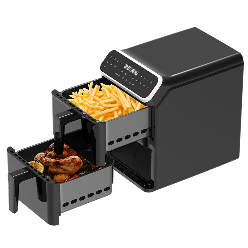 Dual-Basket 11.2L Digital Air Fryer with Touch Screen – Cook Two Dishes at Once, Up to 80% Less Fat
