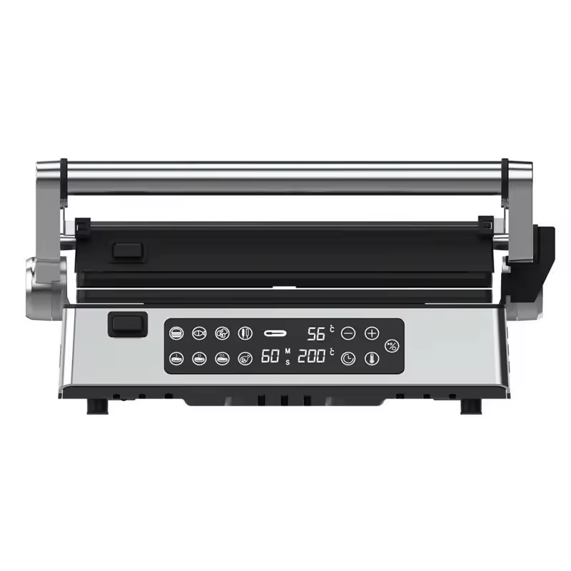 Indoor Electric Grill with Detachable Plate & Digital Touch Screen – 2000-2200W, 105°/180° Open