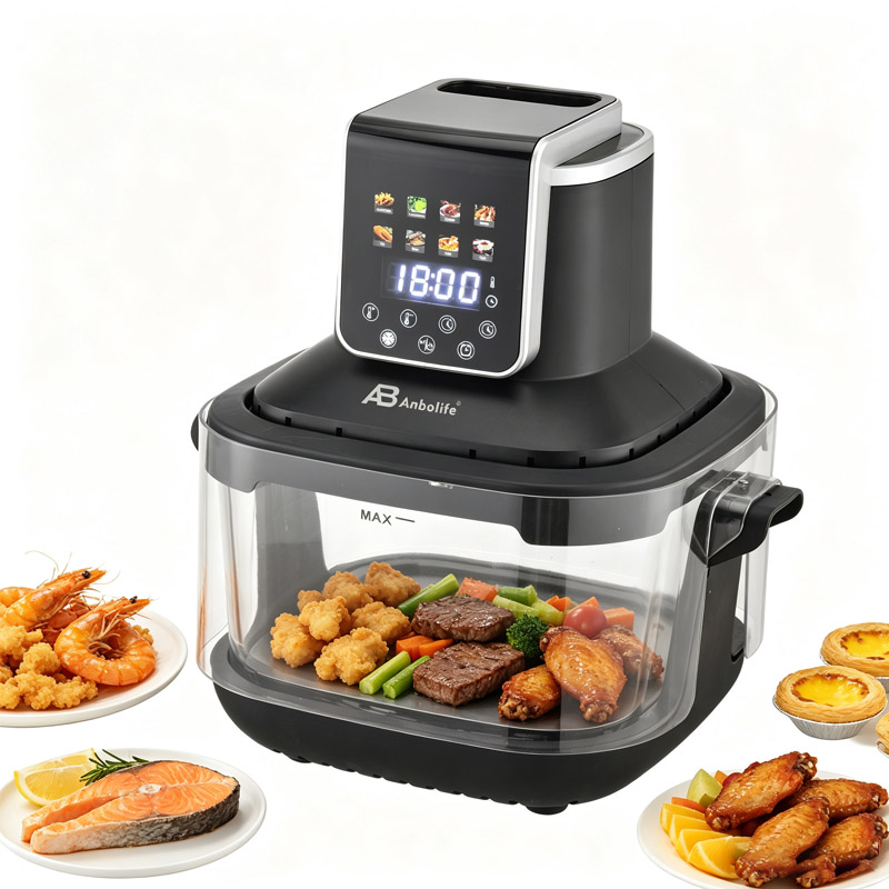 Dual Glass-Bowl Air Fryer 3L + 5.5L with 8 Cooking Functions – 1400W, Digital Display