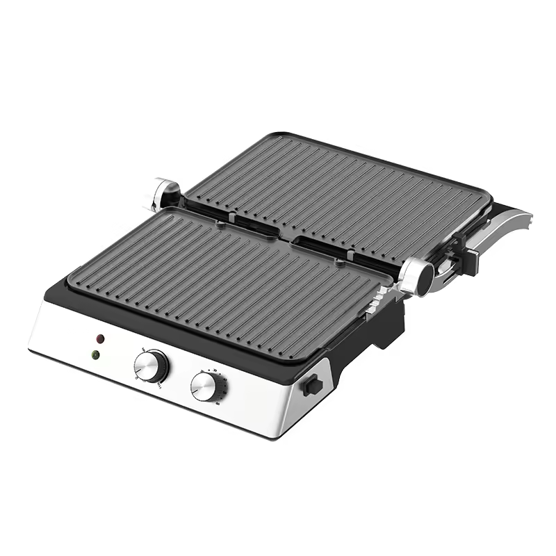 Indoor Electric Grill with Non-Stick Plates & Oil Tray – 2000-2200W, 105°/180° Open