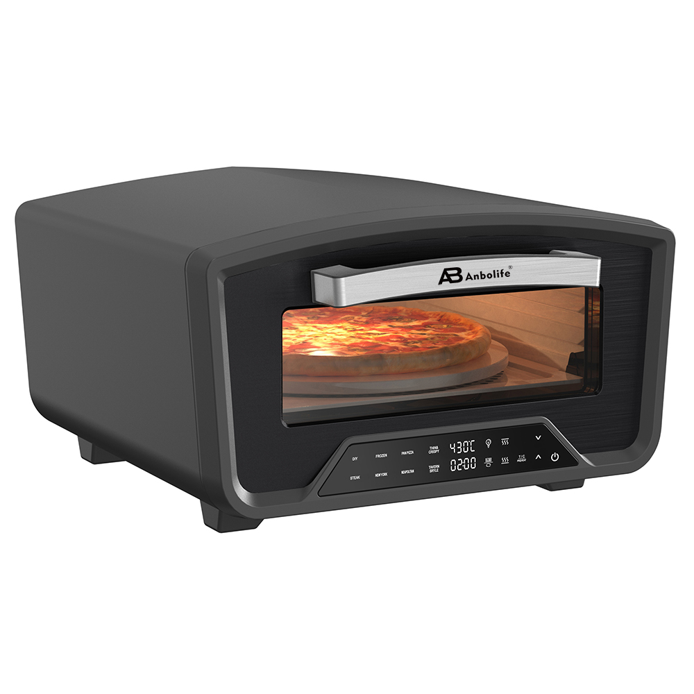 12-Inch Electric Pizza Oven with Digital Control & Double Glass Door – 2000W, 80-430°C