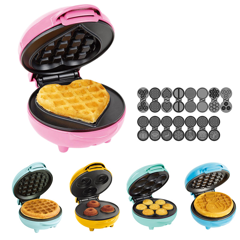 Mini Waffle Maker with Thermostat Control & Non-Stick Plates – 550W, Φ125mm Plate