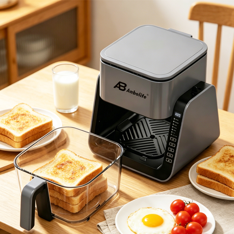 5.5L Digital Air Fryer with Grill Pan & 360° Glass Pot – Multi-Cooking, 1500W