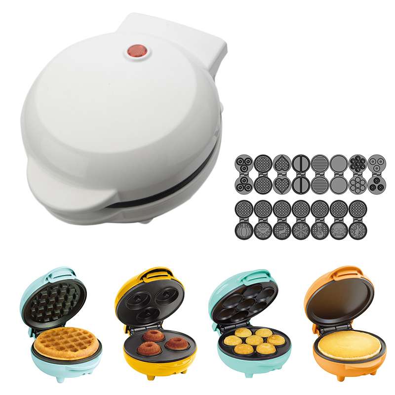 Mini Waffle Maker with Thermostat Control & Non-Stick Plates – 550W, Φ125mm Plate