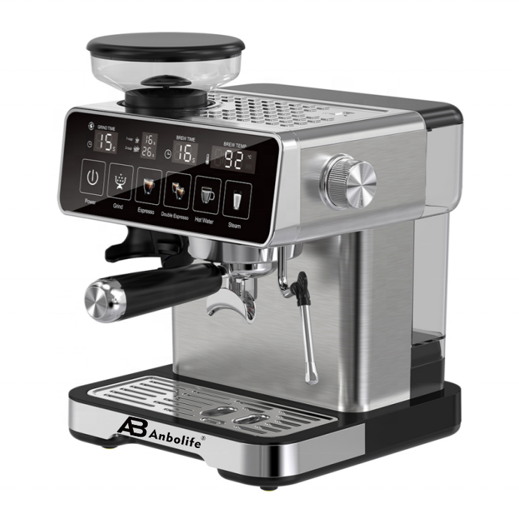 Professional 20 Bar Espresso Machine with Conical Burr Grinder & Self-Cleaning
