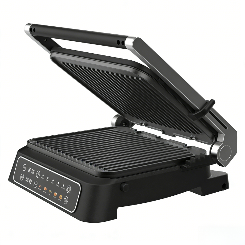 Electric Contact Grill with 5 Cooking Programs – 2000W, 90°/180° Open, Non-Stick