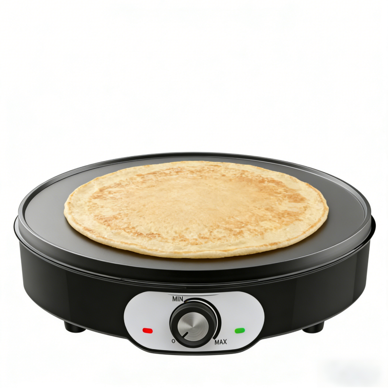 Electric Grill Press with Non-Stick Coated Plate & Wooden Spatula – 1200W, Φ30cm