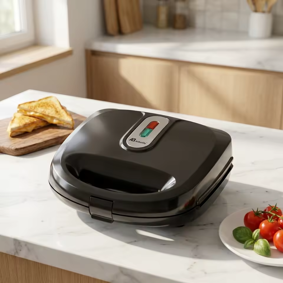 Waffle Maker with Cool-Touch Handle & Locking Function – 750W, Compact Upright Storage