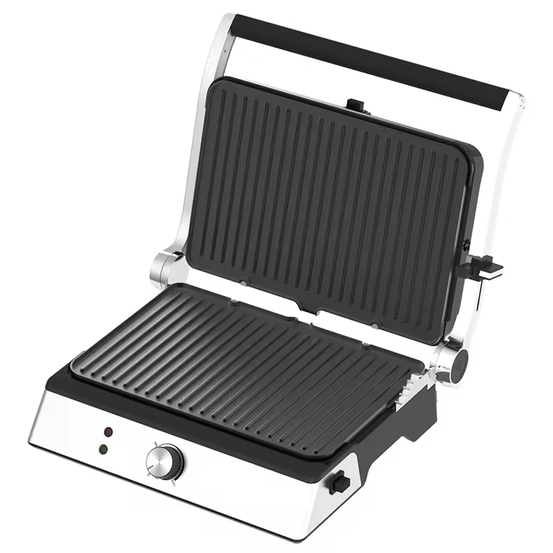 Indoor Electric Grill with Non-Stick Plates & Oil Tray – 2000-2200W, 105°/180° Open