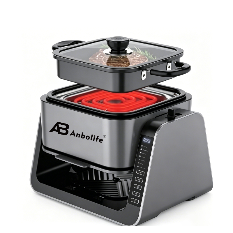 5.5L Digital Air Fryer with Grill Pan & 360° Glass Pot – Multi-Cooking, 1500W