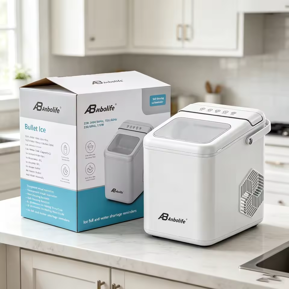 Portable Bullet Ice Maker 1.4L with Self-Cleaning – 9 Cubes/Cycle, 6-12 Min, Bullet Shape