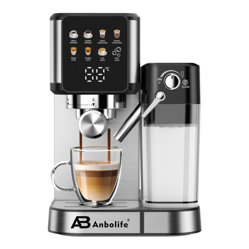 Anbo Espresso Machine with Automatic Milk Frother & Touch Panel – One-Touch Cappuccino Latte