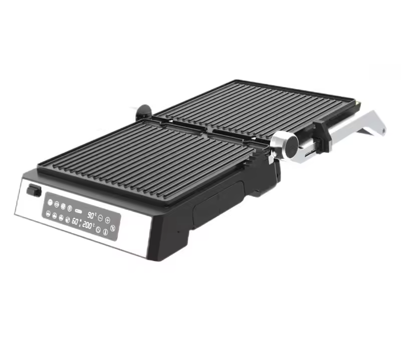 Indoor Electric Grill with Detachable Plate & Digital Touch Screen – 2000-2200W, 105°/180° Open