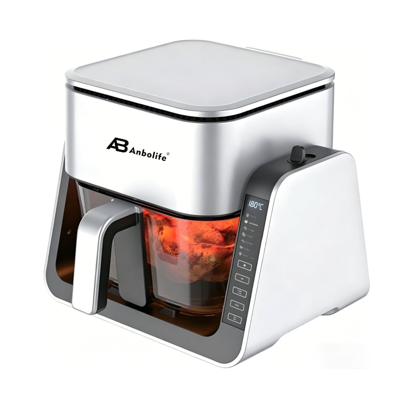 5.5L Digital Air Fryer with Grill Pan & 360° Glass Pot – Multi-Cooking, 1500W