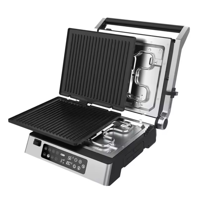 Indoor Electric Grill with Detachable Plate & Digital Touch Screen – 2000-2200W, 105°/180° Open