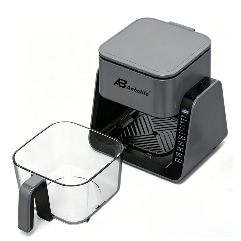 5.5L Digital Air Fryer with Grill Pan & 360° Glass Pot – Multi-Cooking, 1500W