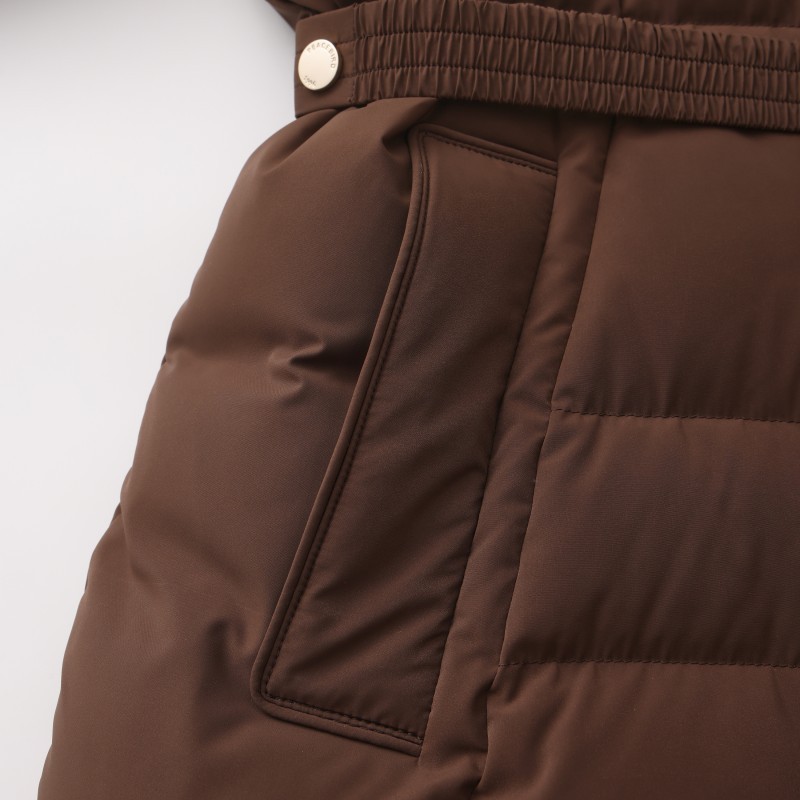 Women's Fur trim Puffer Jacket - Minimalist Stand-Collar Down Coat with Matte Finish