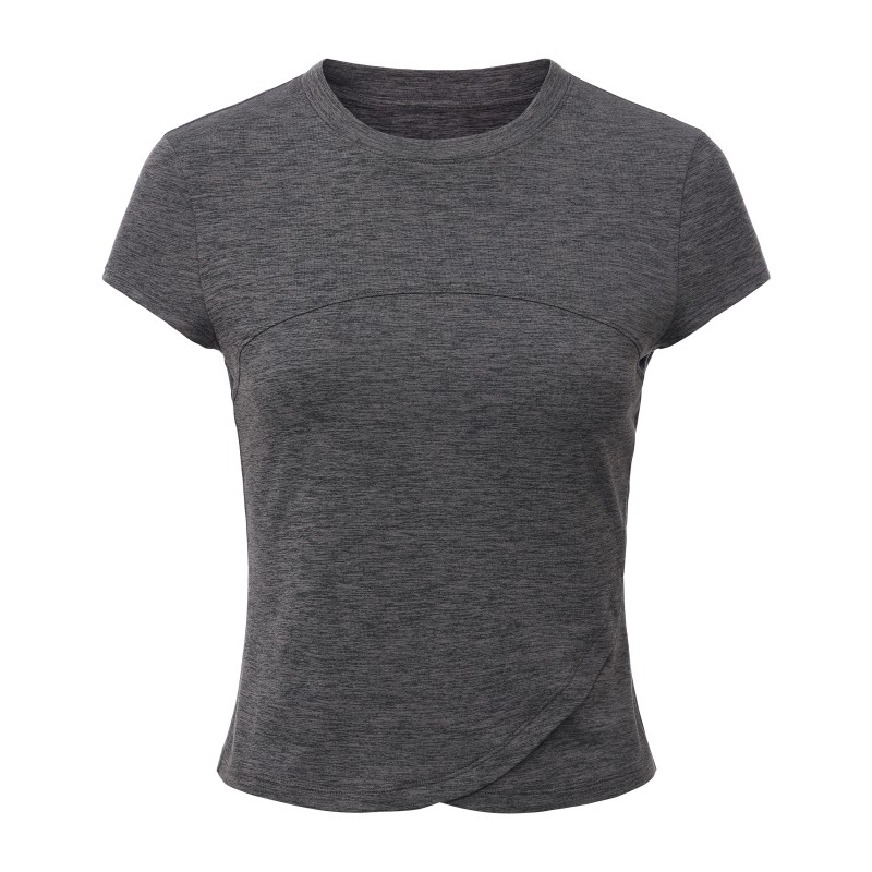 Women's Performance Yoga Tee - Moisture-Wicking Short Sleeve with Cross-Wrap Hem