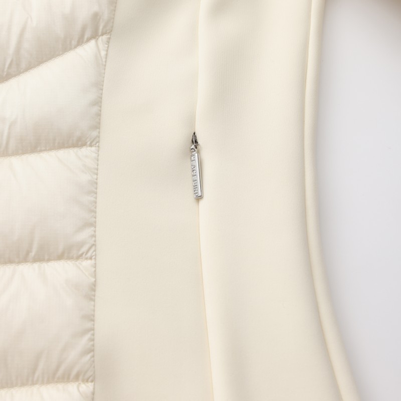 Women's Hybrid Puffer Jacket - Slim-Fit Quilted Down Coat with Knit Performance Sleeves