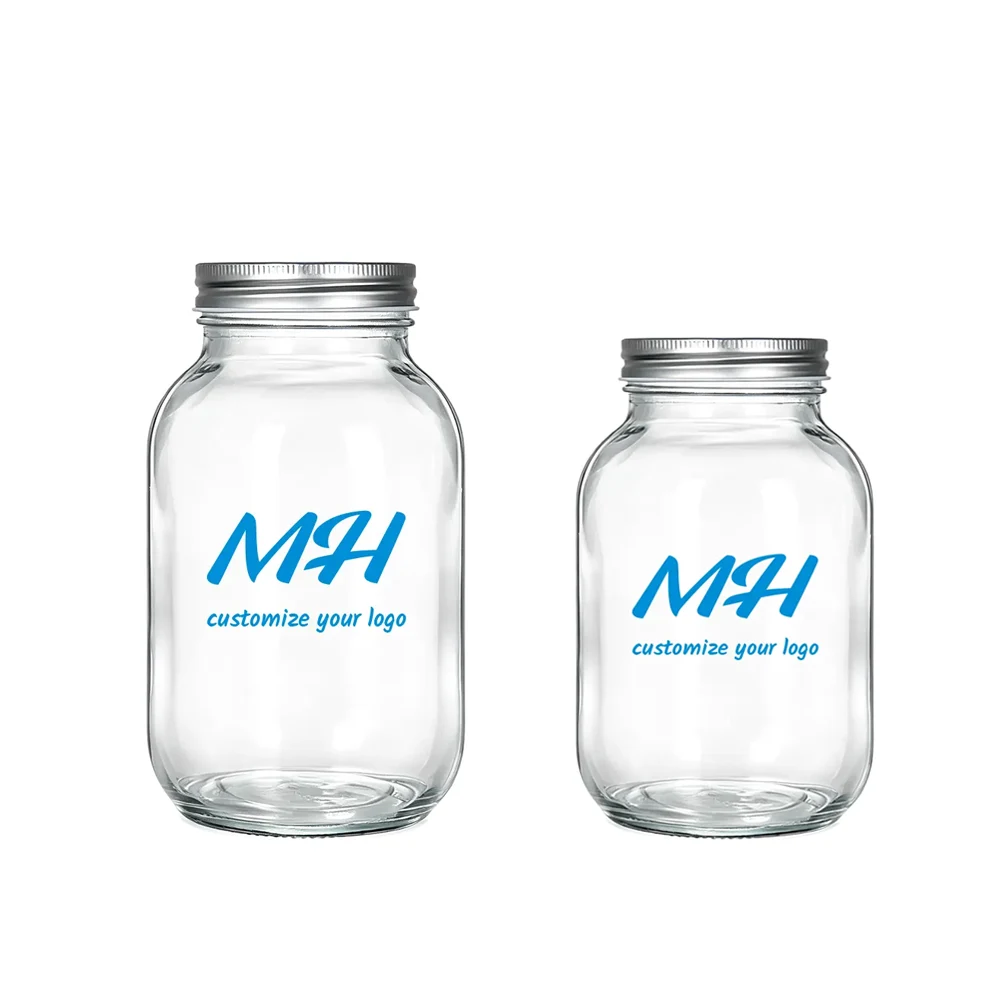 Round 12 oz 24 oz Mason Jars with Metal Lids Bulk