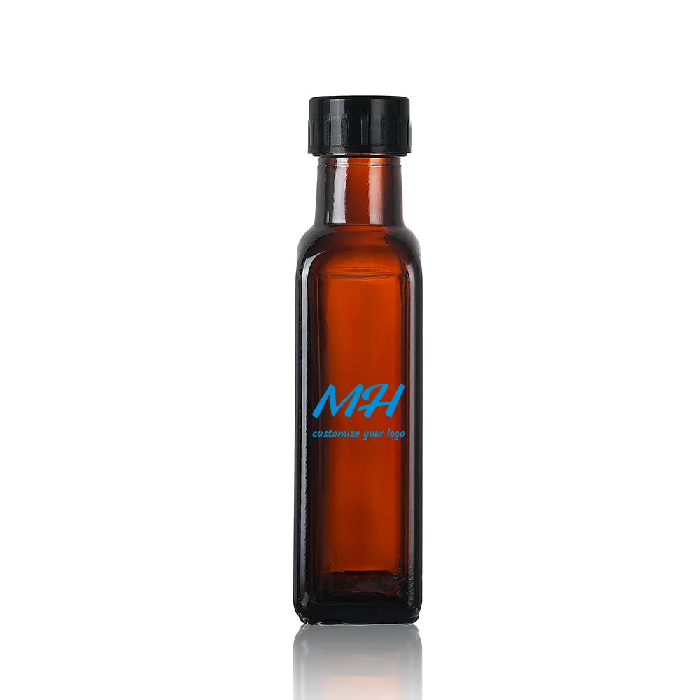 250ml Square Amber Olive Oil Bottle with Lid Bulk
