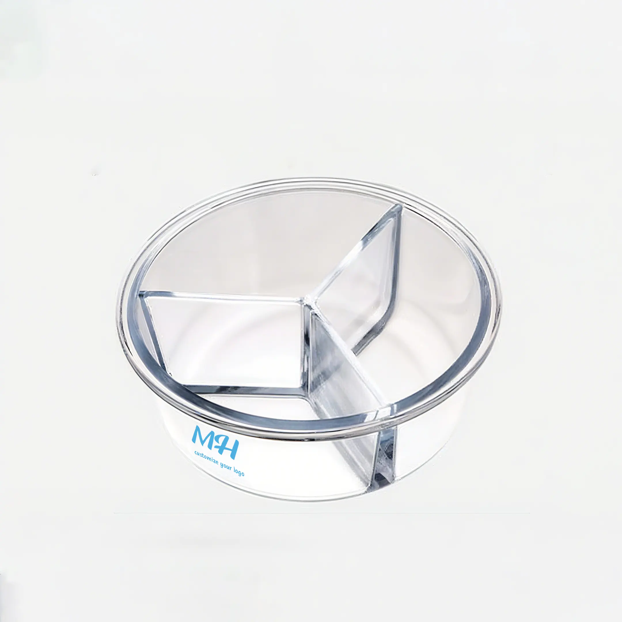 800ml 950ml 3 Compartment Glass Food Containers - Custom Round Storage Boxes Wholesale
