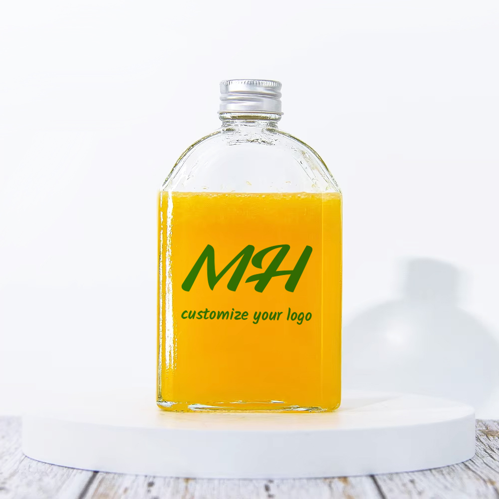 250ml/8oz Flat Glass Juice Bottles Wholesale for Beverage