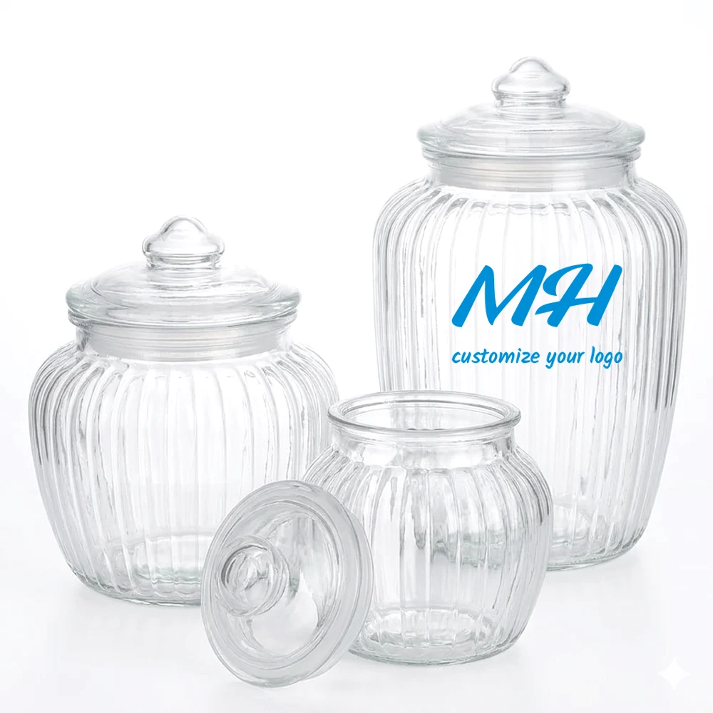 Glass Pumpkin Cookie Jar with Knob Lid Bulk