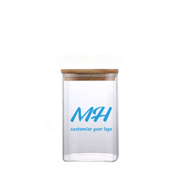 600ml - 1400ml Square Glass Storage Jars with Airtight Lids Wholesale