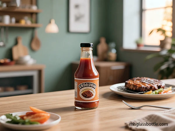 a fat hot sauce bottle with a metal lid