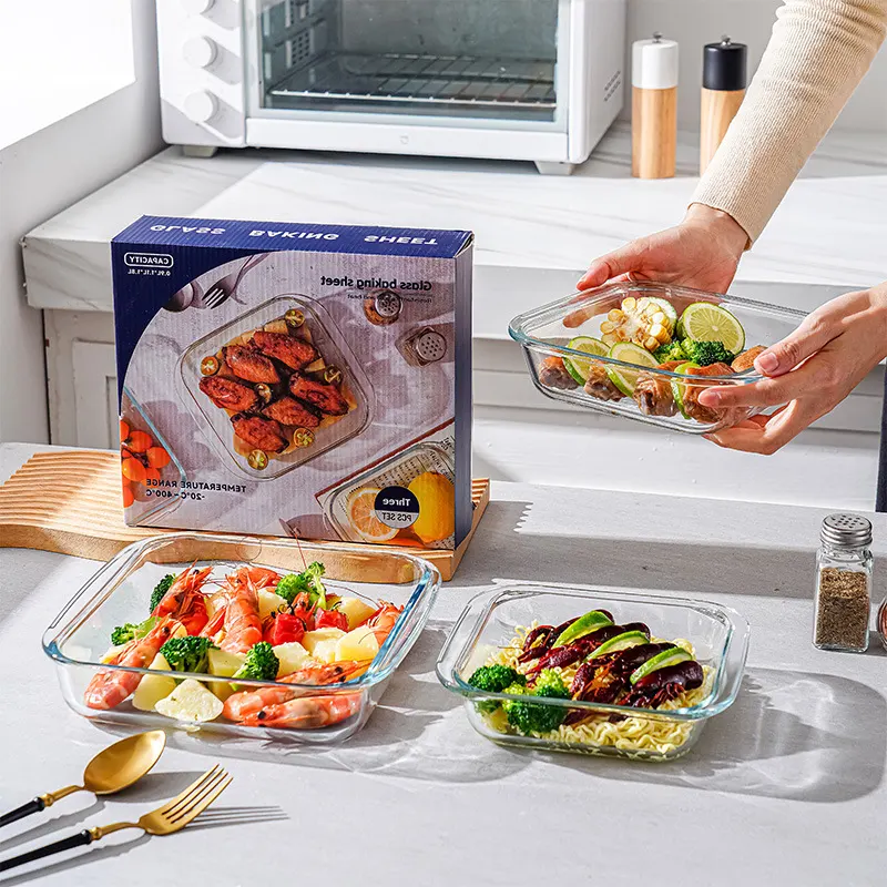 850-ml-Quadratischer durchsichtiger Glas-Behälter für Mahlzeiten-Vorbereitung, im Großpack
