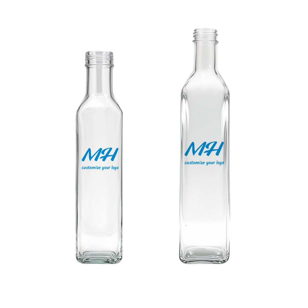 250ml 500ml Square Clear Glass Olive Oil Bottles Wholesale