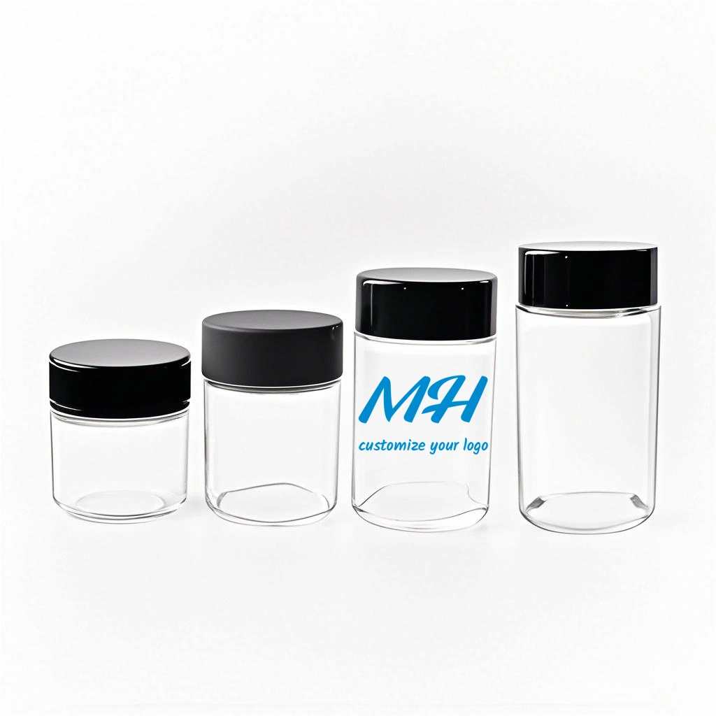 30ml 40ml 60ml 80ml Custom Smell Proof Glass Weed Jars with Child Resistant Lid