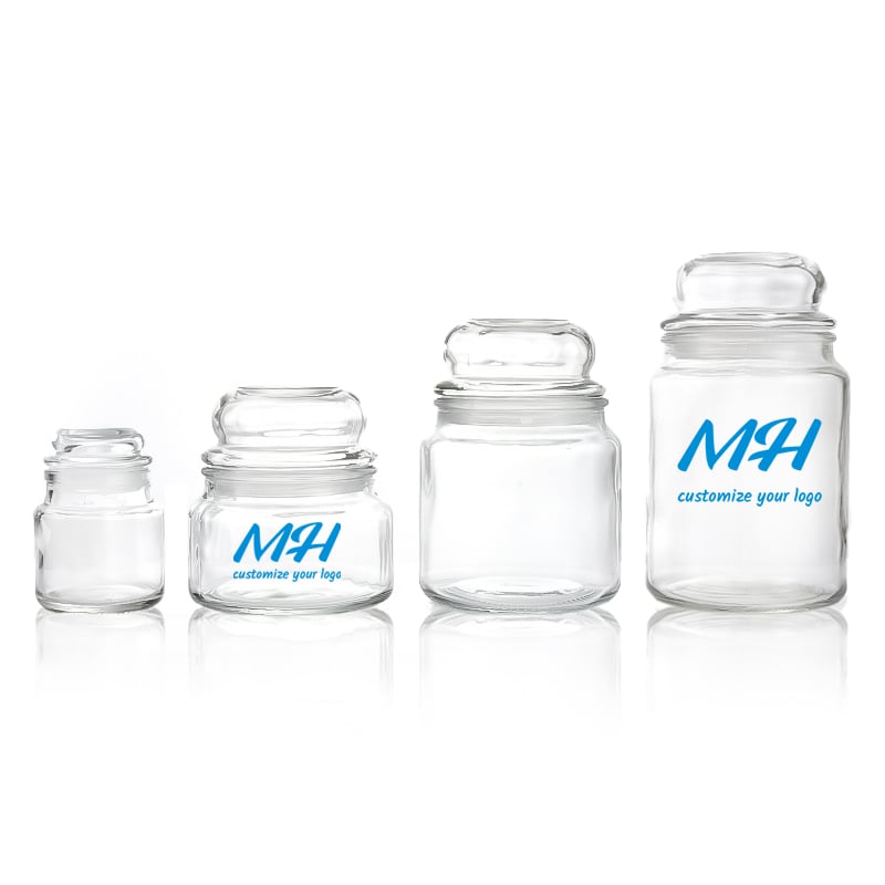 120ml 350ml 530ml 700ml Glass Containers for Candy with Mushroom Lids