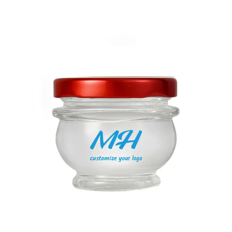 75ml 80ml Small Round Honey Glass Bottles with Metal lids in Bulk