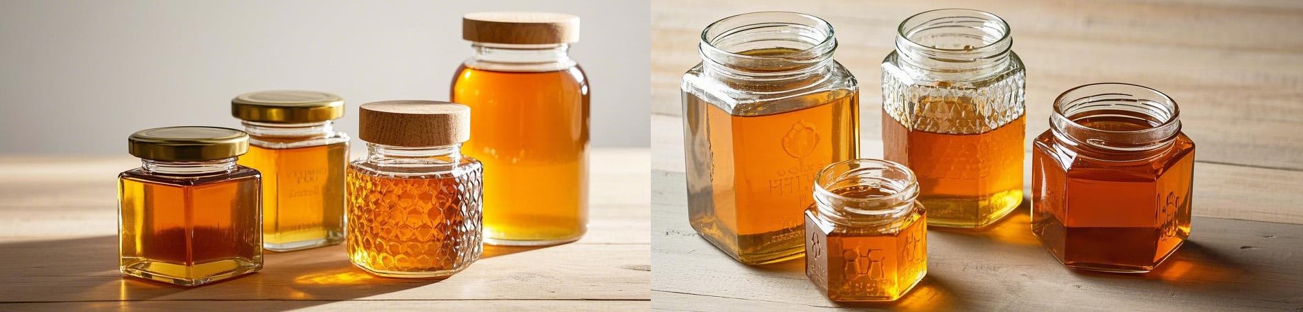 hexagonal glass honey jars-0