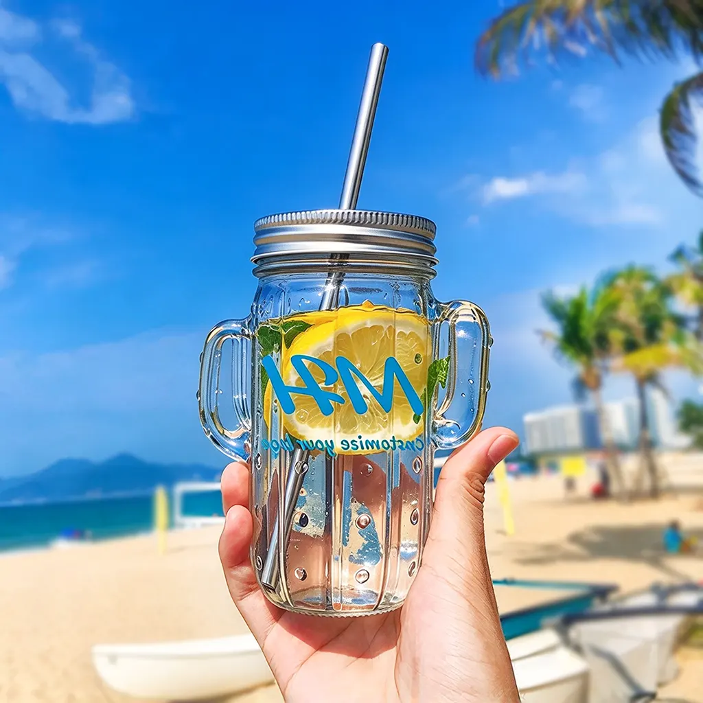 450ml Cactus Glass Drinking Bottles with Lids and Straw in Bulk