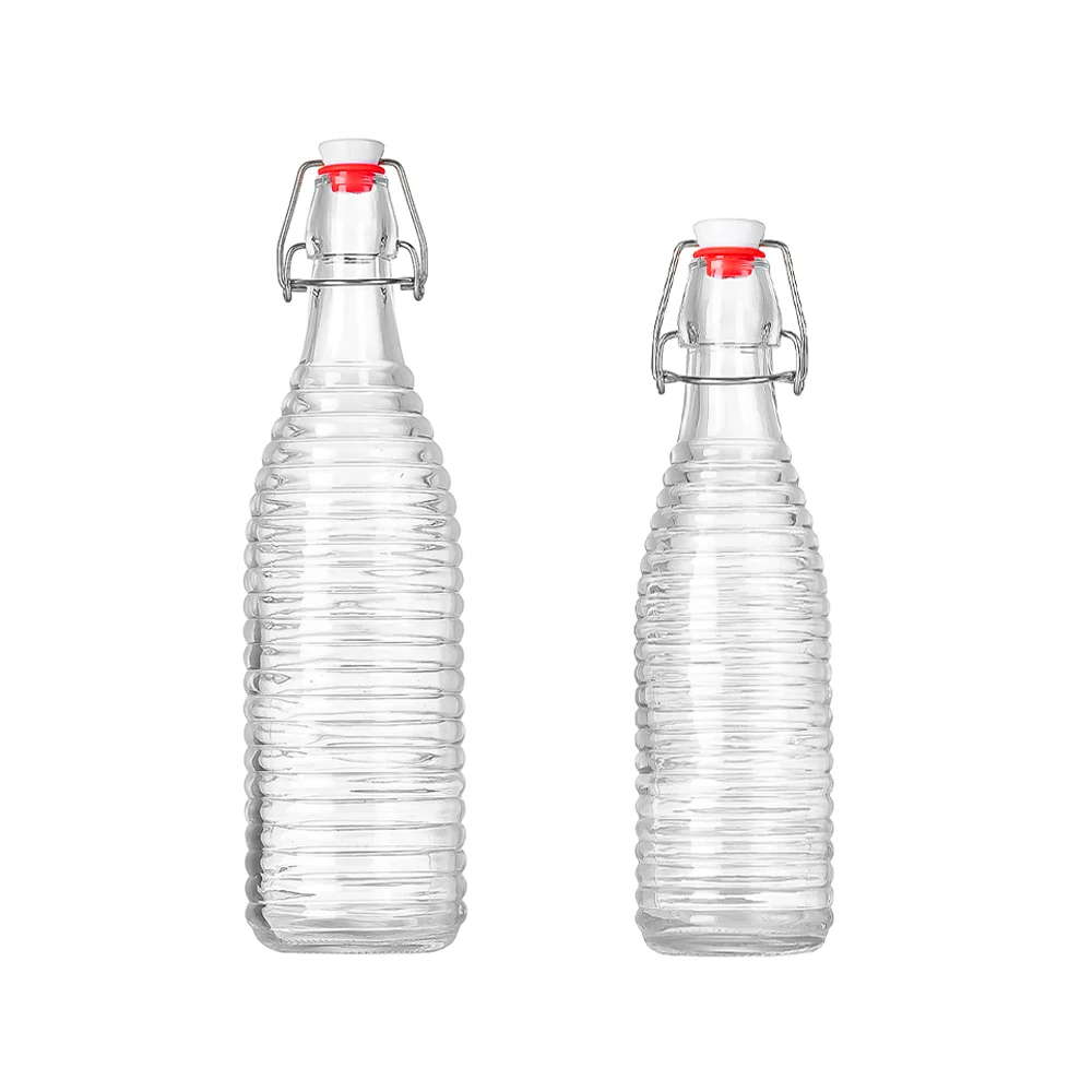 500ml Ribbed Glass Flip Top Water Bottles Wholesale