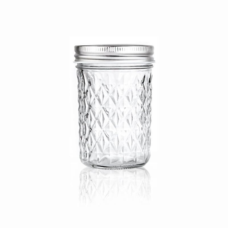 200ml 270ml Clear Diamond Glass Jar with Lid Bulk