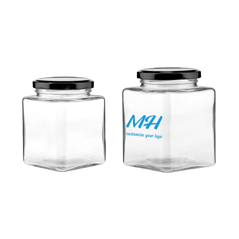 380ml 500ml/16oz Square Glass Honey Storage Containers Wholesale