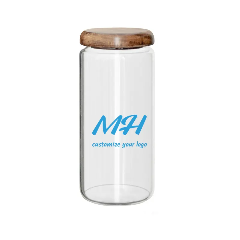 500ml 750ml 1000ml Round Glass Jars with Bamboo Lids, Glass Canisters Wholesale