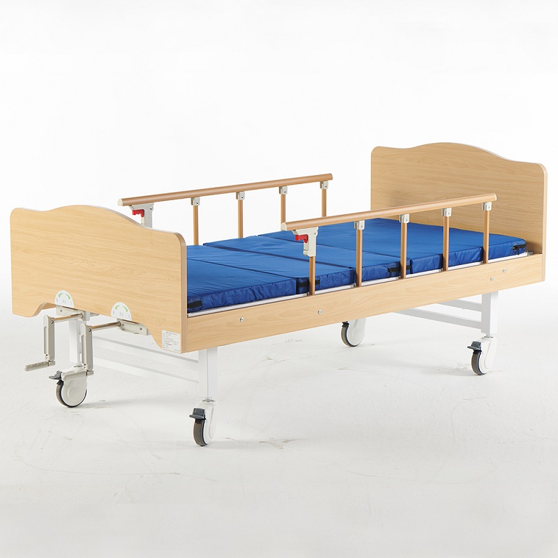 CM-MNB-02 Hand-Operated Three-Fold Nursing Bed with Long Guardrails