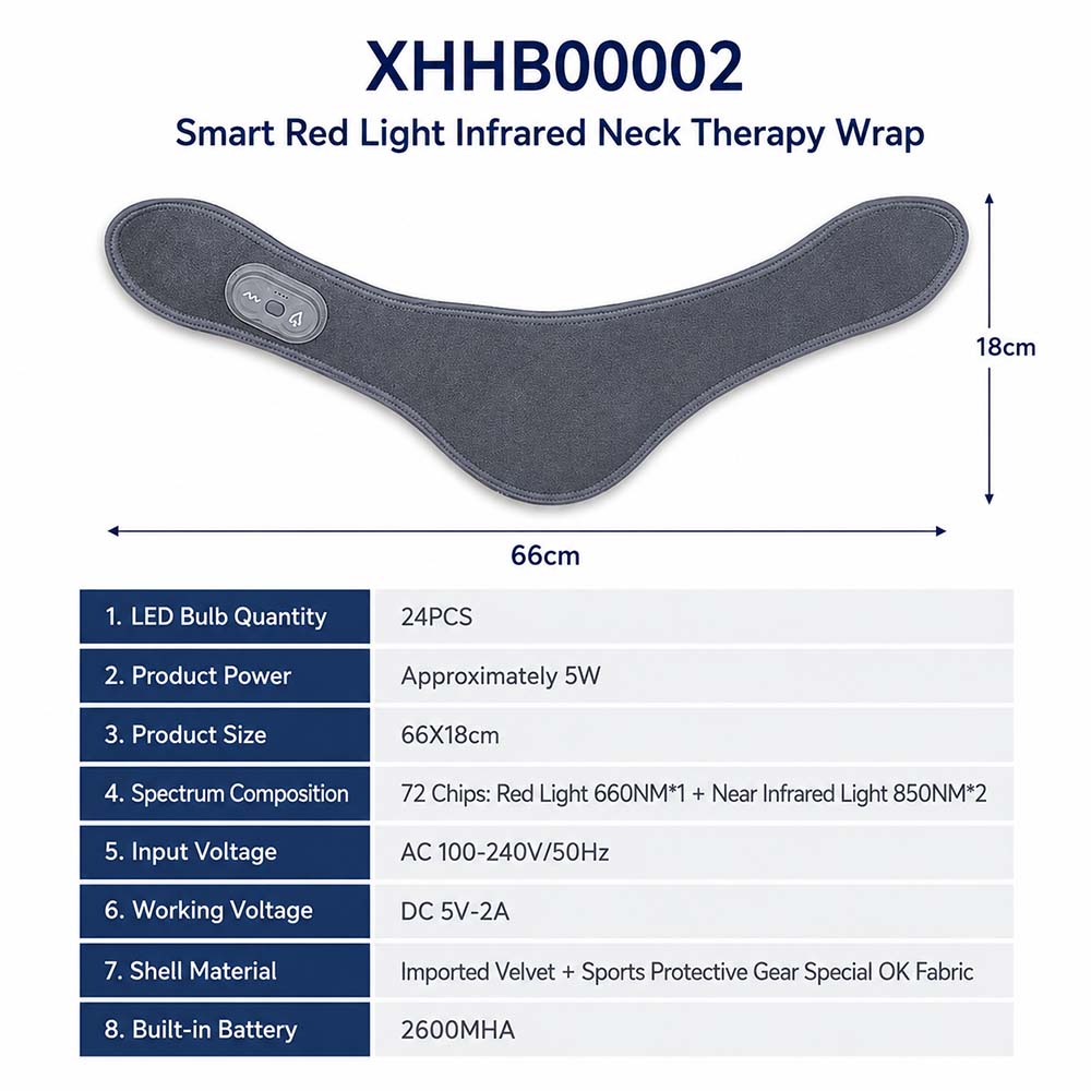Wireless Red Light Therapy Neck Wrap with Massage & Heat
