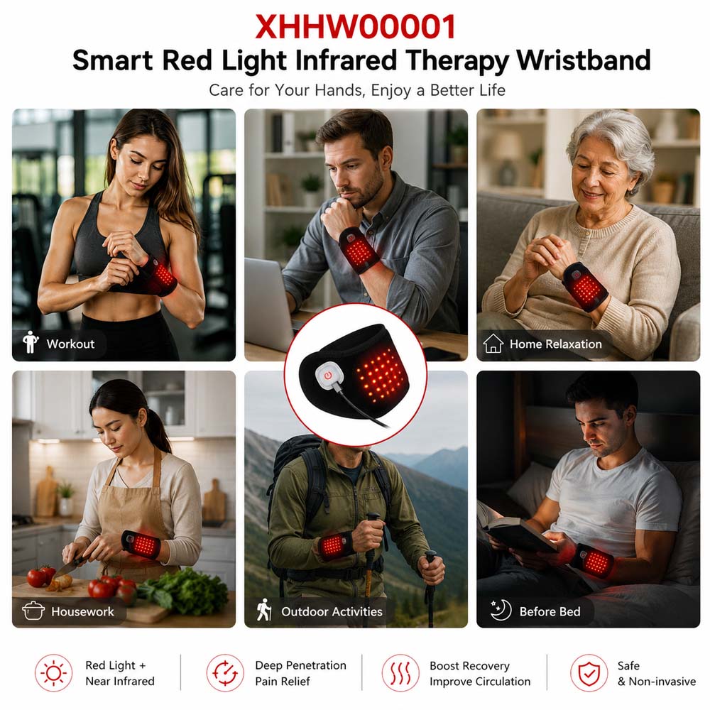 Non-invasive Red Light Infrared Therapy Wristband with 660nm Red & 850nm Near-infrared Light
