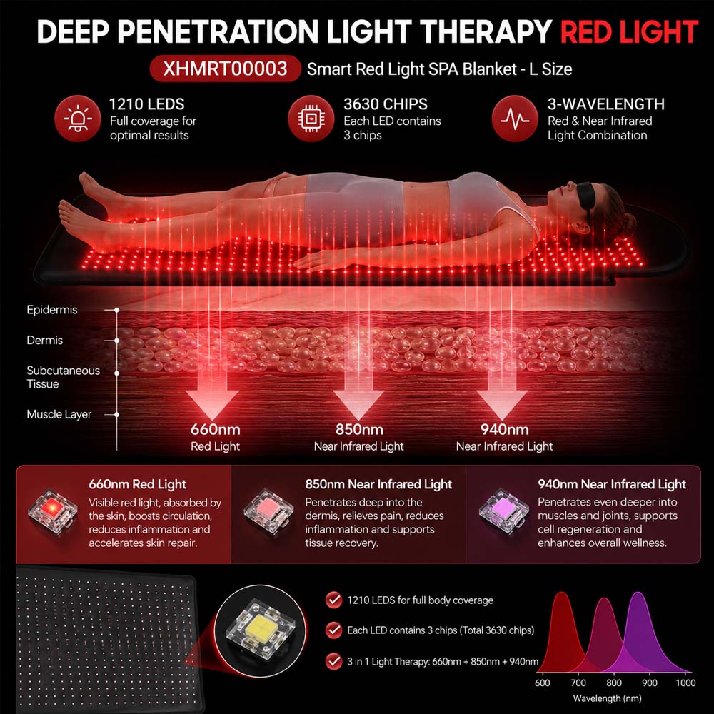 XHMRT00003 Smart Red Light SPA Blanket for Full-Body Light Therapy